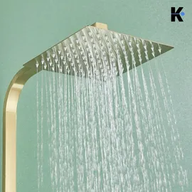 klarwerk LANA | Premium Regendusche Set Gold glänzend Edelstahl | Design Duscharmatur Duschsystem | Mischbatterie Dusche komplett mit Handbrause
