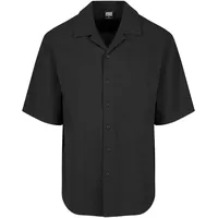 URBAN CLASSICS Relaxed Seersucker Short Sleeve Shirt - schwarz,