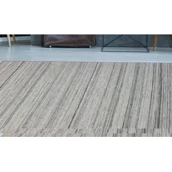Teppich KAYOOM "Phoenix 210", grau (grau, multi), B:80cm H:6mm L:150cm, Wolle, Teppiche, Dezenter Jacquard-Teppich, Flachflor, Aus pflegeleichten Materialien