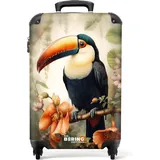 NoBoringSuitcases.com Handgepäck Koffer, Reisekoffer, Reisetasche mit Rollen, Trolley Handgepäck, Koffer Handgepäck, Trolley 55x40x20, Suitcase, Handgepäck 55x40x20 cm (Nahaufnahme Tukan - Orange)