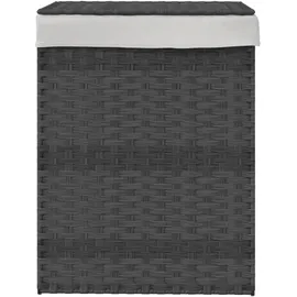 vidaXL Wäschekorb mit Deckel Grau 46x33x60 cm Poly Rattan