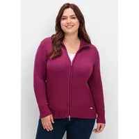 sheego Damen Große Größen Strickjacke mit Troyerkragen und 2-Wege-Zipper Freizeitmode sportlich - - 50 Große Größen