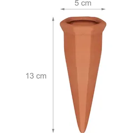 Relaxdays 40 x Tonkegel Bewässerung im Set, Pflanzen Wasserspender Ton, Wein und PET Flaschen Bewässerungskegel, Terracotta