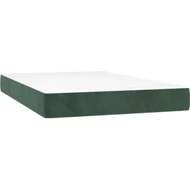 vidaXL Boxspringbett mit Matratze & LED Dunkelgrün 120x200 cm Samt