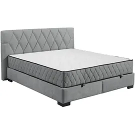 Stella Trading Mid.you Boxbett, Anthrazit, - H4, 9-Zonen, 180x200, cm, gepolstertes Kopfteil, Bettkasten, Federkernmatratze, Wendematratze mit unterschiedlichen Härtegraden, Schlafzimmer, Betten, Doppelbetten