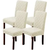 LANSHENG Stuhlhussen 4er Set, Stretch Stuhlhussen Schwingstühle, Abnehmbarer Waschbarer Stuhlbezug für Esszimmer, Küche, Hotel (4er Set, Beige)