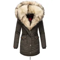 Navahoo Damen Wintermantel Dicker Winterparka mit 2 Kunstpelz-Kapuzen Sweety