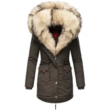 Navahoo Damen Wintermantel Dicker Winterparka mit 2 Kunstpelz-Kapuzen Sweety