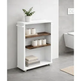 VCM Holz Badschrank Nischenregal Nilari 61 x 20 x 45 cm Braun/Weiß