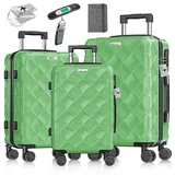 Kesser KESSER® Reisekoffer Set 3-teilig Kofferset ABS Hartschalenkoffer mit Zahlenschloss, Kofferwaage & Reisebrieftasche 360° Rollen Handgepäck & große Koffer für Business & Reise Trolley