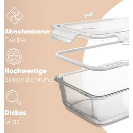 classbach Classbach® Frischhaltedosen Glas mit Deckel | 3er Set | für Mikrowelle Spülmaschine Gefrierfach Ofen geeignet | Meal Prep Boxen Glas | mit Dampfventil | Glasbehälter mit Deckel | C-FHD 4020 G