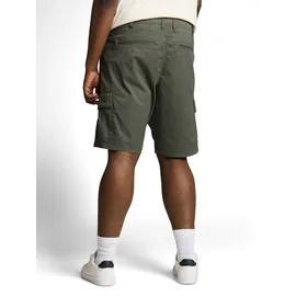 Tom Tailor PLUS, Herren, Gr. 46, N-Gr, khaki mini geometric print, Web, Obermaterial: 98% Baumwolle, 2% Elasthan, unifarben, normal kurz, Hosen Cargohose, Cargo-Shorts mit Stretch