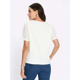 Inspirationen Rundhalsshirt INSPIRATIONEN "Kurzarm-Shirt", Damen, Gr. 50, ecru, 100% Baumwolle, unifarben, Rundhals, Shirts Rundhalsshirt