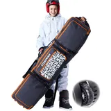 XCMAN Gepolsterte Snowboardtasche mit Rollen, ausziehbare Roll-Skitasche für Flugreisen, verstellbare Länge, extra lang/breit/tief, wasserdicht, mit Schutzrippen