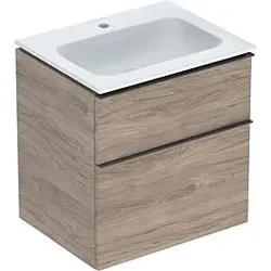 Geberit iCon Möbel-Waschtischset 502335JR1 60x63x48cm, weiß, nussbaum/Griff lava matt