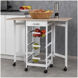 Hti-Living Küchenbar auf Rollen ausklappbar Skandi