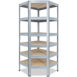shelfplaza Eckregal Metall 180x60x30 cm silber