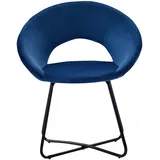 SAM Outillage Schalenstuhl Samtbezug blau Gestell schwarz LENNY