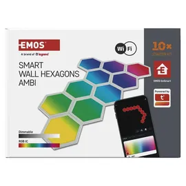 EMOS Smart Hexagon Wandleuchte (10 Stk) 1,5m Kabel Weiß