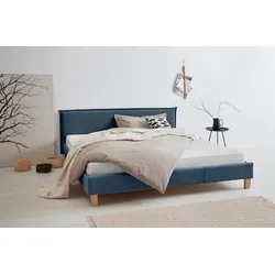 Polsterbett OTTO PRODUCTS "Heddi", blau, B:205cm H:82cm L:212cm, Bezug Struktur fein (100% recyceltes Polyester), Betten, Polsterbett Polsterbett ohne Bettkasten, in 5 Breiten: von 90cm-200cm, Biese am Kopfteil, Strukturstoff