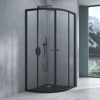 mai & mai Duschkabine 90x90 Viertelkreis Schwarz Dusche Duschabtrennung mit 2 Schiebetüren Esg-sicherheitsglas Nano-beschichtung Ravenna32k - Schwarz