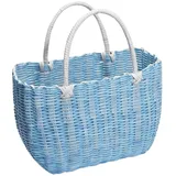 YPWWPXQ Picnic Basket Tragbarer Gemüsekorb, Geflochtener Einkaufskorb, Handgefertigter Obstkorb Aus Kunststoff-Rattan, Picknickkorb Weidenkorb-Picknickkorb (Color : Blue, Size : 34 * 24cm)