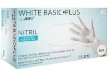 WHITE BASIC-PLUS Nitrilhandschuhe, puderfrei, weiß 01200-M , 1 Packung = 200 Stück, Größe M