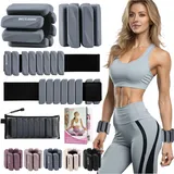 BECOJADDE Gewichtsmanschetten fuß 0.9 KG Je Gewichte für Beine und Arme Set 2 Ankle Weights Handgelenk Gewichte Knöchelgewichte Fussgewichte für Joggen Cardio Aerobic Krafttraining Dunkelgrau
