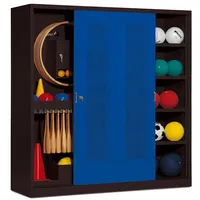 C+P Sportgeräteschrank mit Lochblech-Schiebetüren (Typ 5), HxBxT 195x190x60 cm,