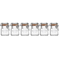 Kilner 6 Bügelverschluss im Holzkasten, Länge 33 cm Glass Clip Top Gewürzglas Set, 70 ml, Glas, transparent, One Size
