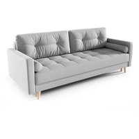 MOEBLO Schlafsofa DOMIA, Sofa im skandinavischen Stil Sofagarnitur Wohnlandschaft Bettsofa mit Bettzeugablage inklusive Zierkissen - (BxHxT): 216x80x93 cm, mit Schlaffunktion und Bettkasten grau