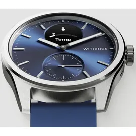 Withings ScanWatch 2 42 mm silber, Silikonarmband blau