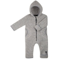 PURE PURE BY BAUER - Wollfleece-Kapuzenoverall Mini in moonrock, Gr.74/80,