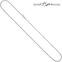 Edelstahlkette JOBO, silber (edelstahlfarben), Halsketten, Damen, Edelstahl, L: 50, Edelstahlkette, Panzerkette Edelstahl 50 cm 2 mm