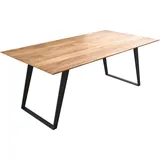 DeLife Esstisch Edge 200x100 Akazie Natur Metall Schräg Schweizer Kante - Braun/Hellbraun