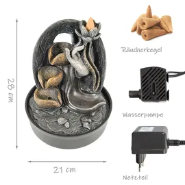 Lemodo 2 in 1 Tischbrunnen “Lotus”, Zimmerbrunnen und Räucherbrunnen vereint
