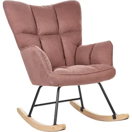 Beliani Schaukelsessel OULU Stoff 78 x 113 x 93 cm Rosa gepolstert