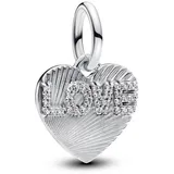 PANDORA Moments Gravierbarer Love-Herz Charm-Anhänger aus Sterling Silber mit Zirkonia, Kompatibel Moments und ME Armbänder, 793604C01