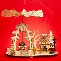 SIKORA P35 2-in-1 Holz Teelicht Weihnachtspyramide Backstube mit rauchendem Backofen