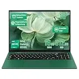 LONGEVINCE 16 Zoll Laptop, Celeron N5105 Prozessor (Bis Zu 2.9GHz), 16G DDR4, 1920 * 1200 IPS, Beleuchtete Tastatur, Nummernblock, Fingerabdruckerkennung, BT4.2, Win11, Office Pro (Grün, 16+512G SSD)