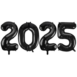Folienballon 2025 schwarz Silvester XL