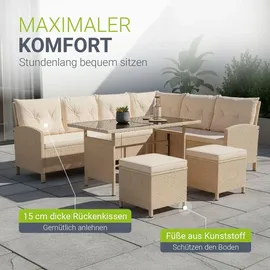 Juskys Manacor Lounge-Set creme/sand inkl. Abdeckung