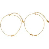 FIRETTI Fußketten Set FIRETTI "Schmuck Geschenk Körperschmuck Kugeln", gold (gelbgoldfarben), Fußketten, Damen, Edelstahl