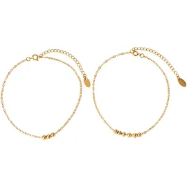 FIRETTI Fußketten Set FIRETTI "Schmuck Geschenk Körperschmuck Kugeln", gold (gelbgoldfarben), Fußketten, Damen, Edelstahl