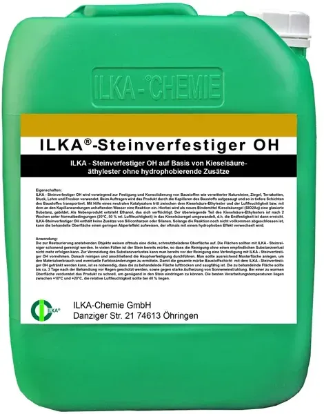 Imprägnierung für Fassaden ILKA Steinverfestiger OH 30 L Basis Kieselsäureäthylester, ohne hydrophobierende Zusätze