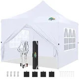 COBIZI Faltpavillon 3x3, Pavillon 3x3 Wasserdicht Stabil Winterfest, Faltbar Partyzelt mit 4 Seitenwänden & 4 Sandsack Pop up Gartenpavillon UV-Schutz 50+ für Hochzeiten, Freien, Weiß