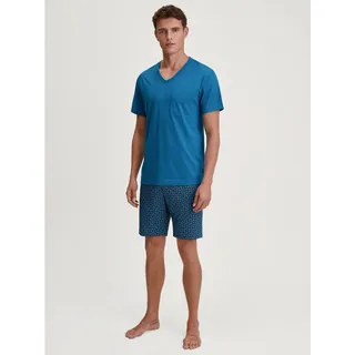 CALIDA Shorty Relax Imprint 2 (2 tlg) V-Ausschnitt, Brusttasche, Kurzarm, Single Jersey Qualität blau XXL (58/60)