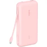 Belkin BoostCharge 20000 mAh 30 W, 74 Wh), Powerbank 20K mit integriertem Kabel Rosa