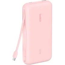 Belkin BoostCharge 20000 mAh 30 W, 74 Wh), Powerbank 20K mit integriertem Kabel Rosa