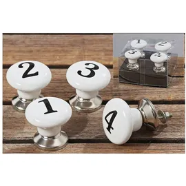 Buri - Möbelgriff Numbers 4tlg Ø 4cm Möbelknöpfe Porzellan Weiß Zahlen Nummern Griff